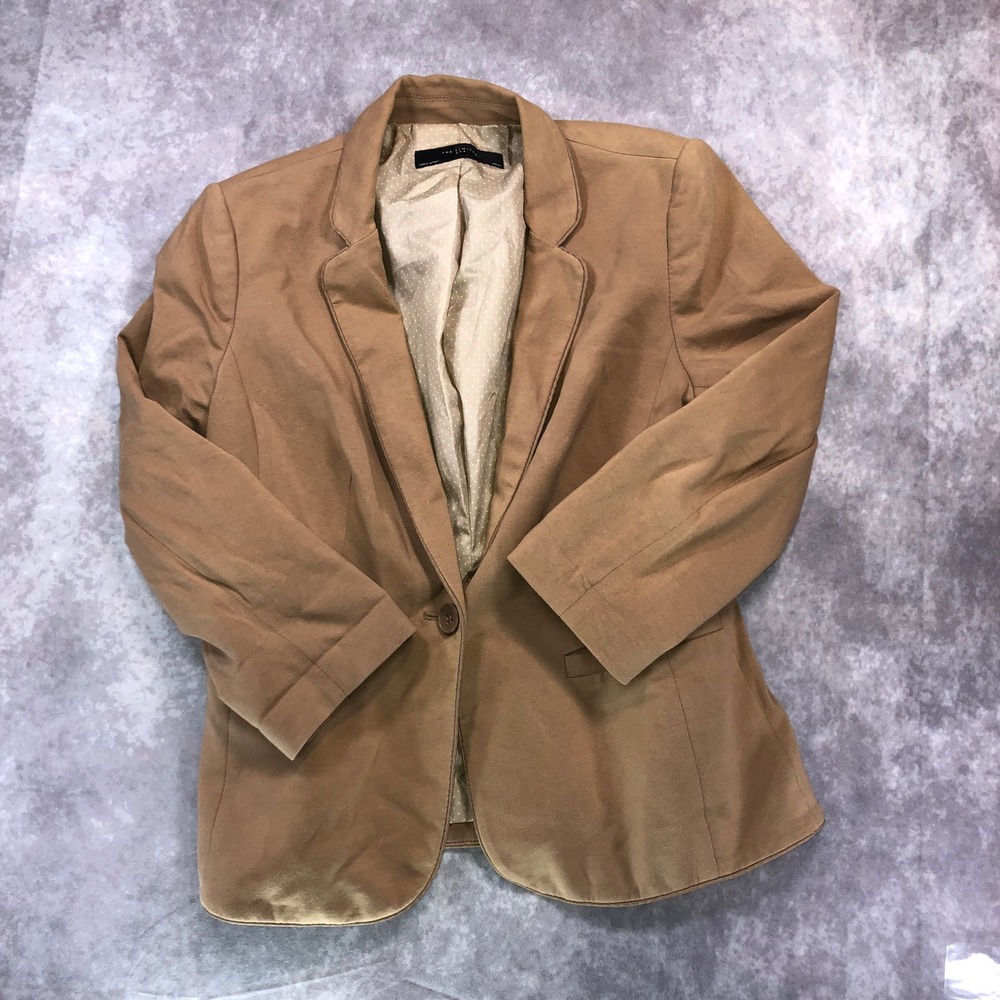 The Limited Camel Tan Single Button Blazer Polka Dot Lining Medium